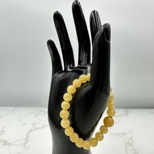 Vintage Amber Stone 5.5" Yellow Beaded Glossy Fashion Classic Baltic Bracelet